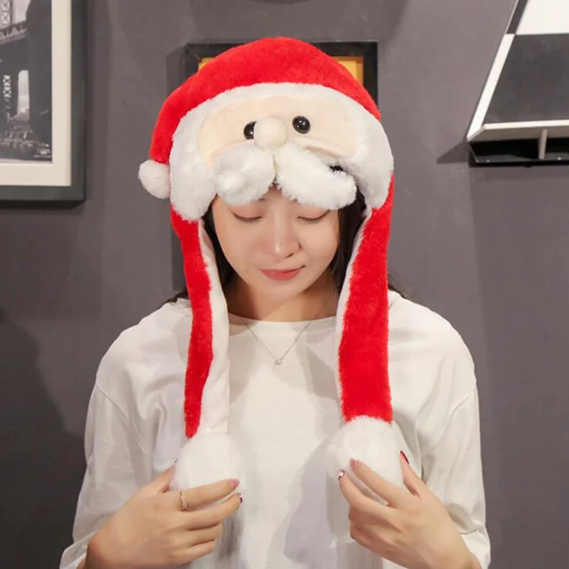 2021 New Plush Moving Husky Ear Hat Cartoon Animal Panda Funny Ears Pinching Ear to Move Vertically Plush Toys Cute Caps 2