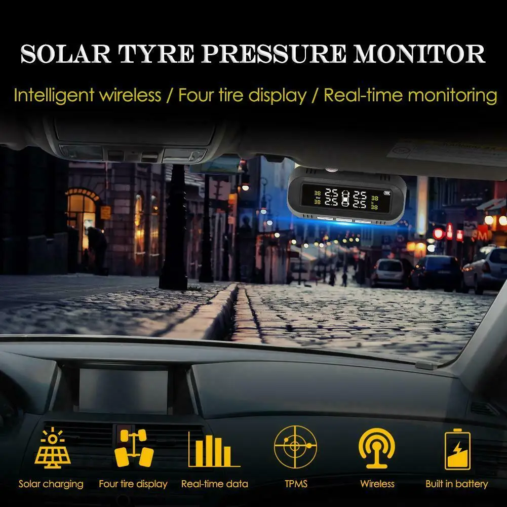 1 комплект солнечной беспроводной автомобильный TPMS система контроля давления в шинах lcd с датчиками