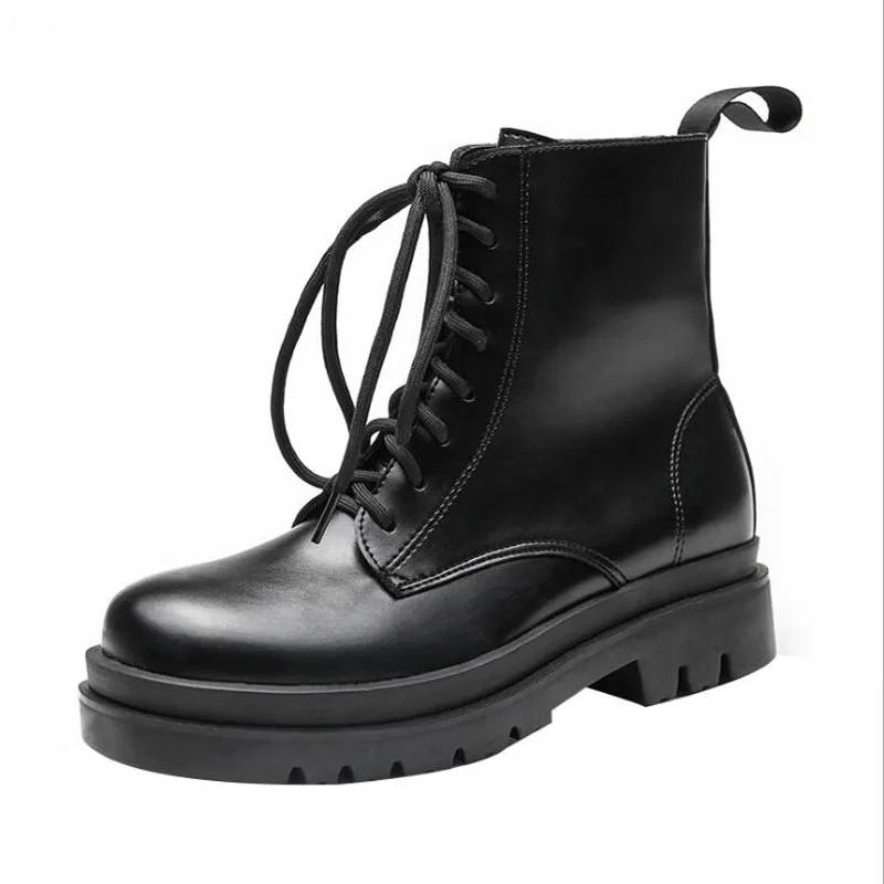 Boots Female women shoes Autumn British Wind Genuine Leather Thick With Short Boots Motorcycle Martin shoes