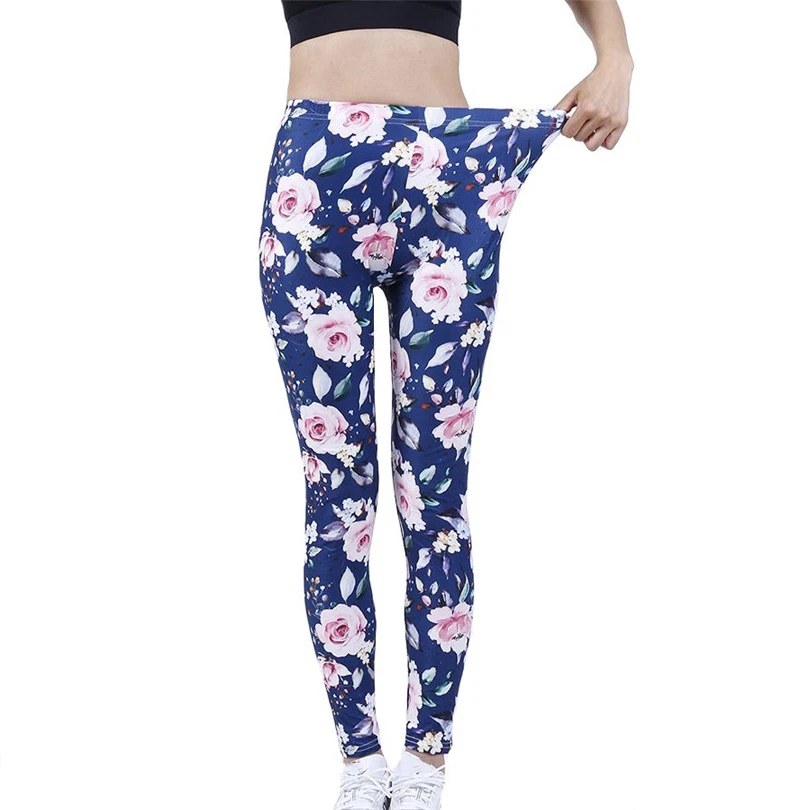 YSDNCHI Exercise Elastic Leggins Women Clothes 2020 Printed Legging Flower High Waist Pants Push Up Legging Leggins Fitness Pant fleece leggings