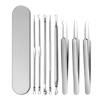 

8pcs Acne Needle Set Stainless Steel Blackhead Comedo Pimple Extractor Blemish Removers Skin Care Tool