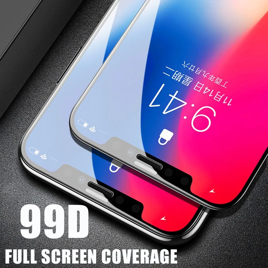 99D полное покрытие из закаленного стекла для iPhone 7 8 Plus X Xs Max XR glass для iPhone X Xs Max XR 7 8 Plus футляр для очков пленка