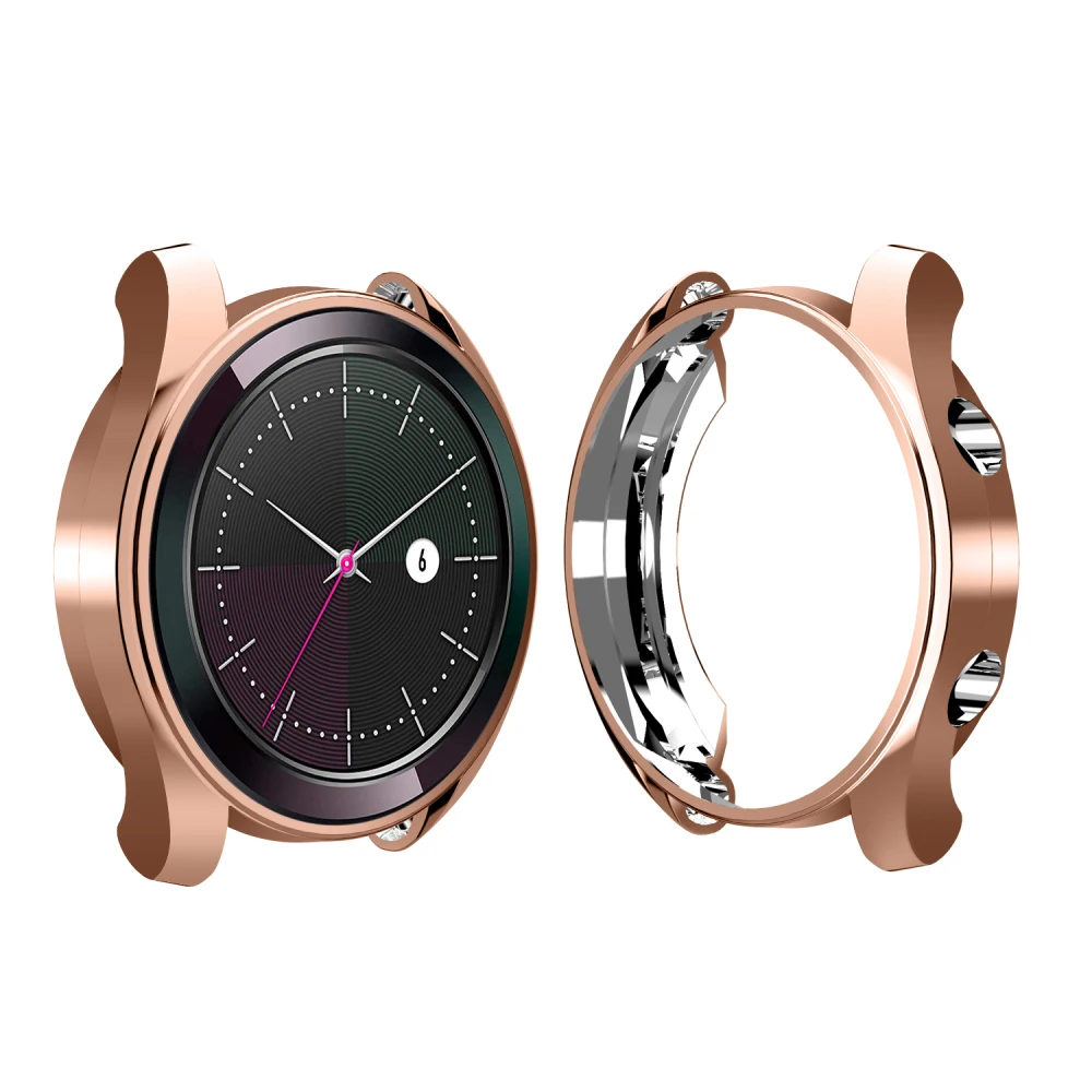 Розовое золото Чехол из ТПУ для huawei Watch GT элегантный 42 мм защитный чехол подходит для ультратонкой рамки аксессуары для умных часов - Цвет: Розовое золото