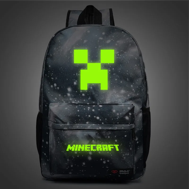 

Luminous Backpack Minecraft Printing Backpack Laptop Travel Book School Bag Nylon Rucksack For Students Glow in the Dark