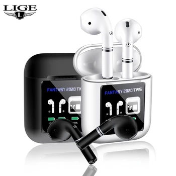 

LIGE Wireless Headphones Automatic pairing HD Call Headset Mini Earbuds LED display Noise Reduction TWS Bluetooth 5.0 Earphones
