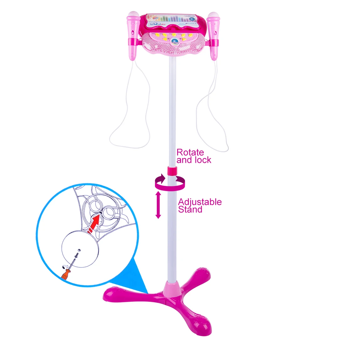 

Children Karaoke Song Machine Microphone Stand & Lights Toy - Pink