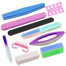 Conjunto profissional para arte em unhas, instrumentos multicoloridos para manicure, lixa e polimento de unhas