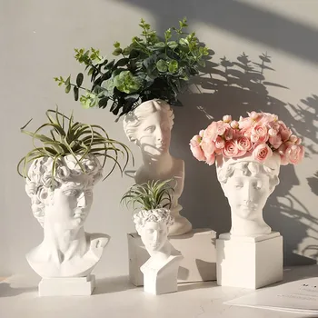 

Nordic Venus Statue Sculptures Flower Pot David Figure Plaster Plant Dried Flowers Pot Crafts Sketching Living Room Decoration