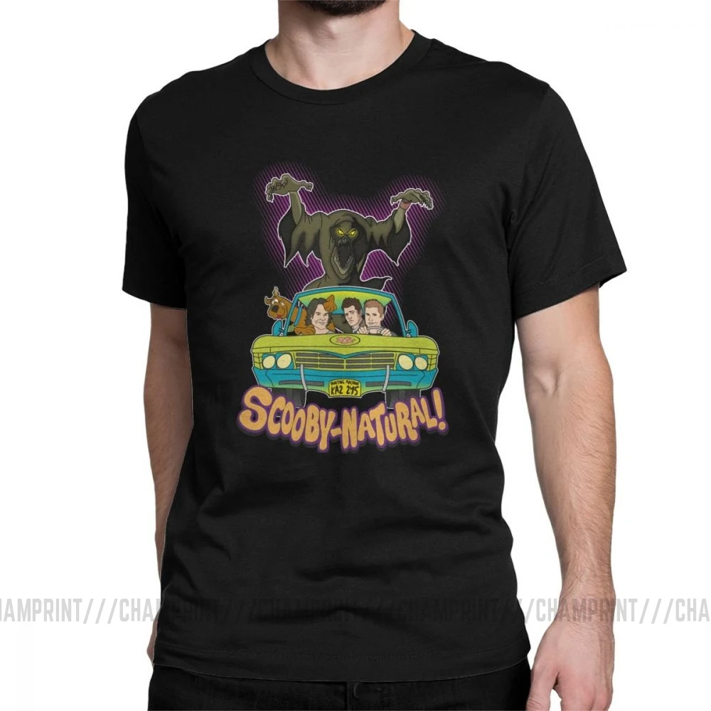 Сверхъестественная футболка Spn Brothers Man ScoobyNatural Baby V2, футболка, новинка, вырез лодочкой, одежда с короткими рукавами, хлопковые футболки - Цвет: Черный