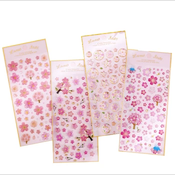 

1pcs/pack Girl Cherry Blossom Series Stationery Decorations Crystal Epoxy Stickers Five Selections Back To School