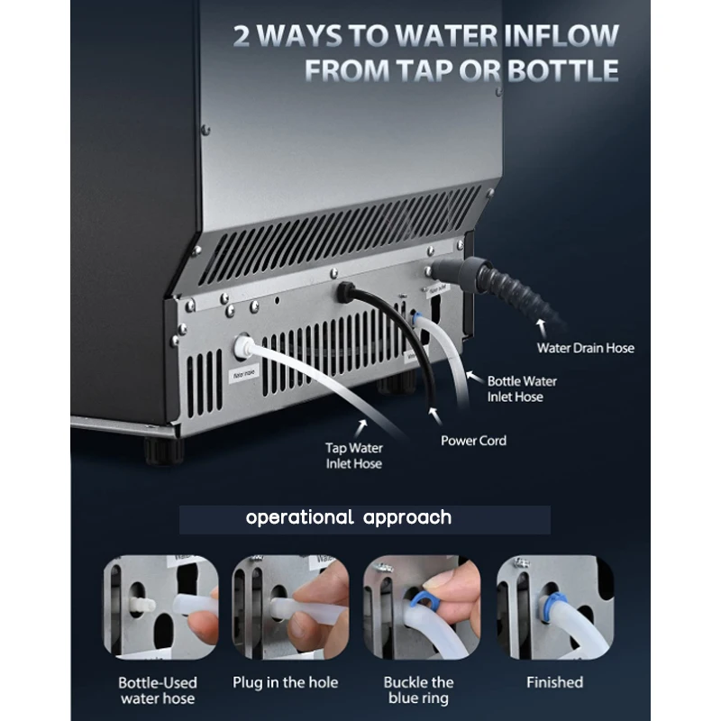 68KG Ice Maker Commercial 100lbs/24H Ice Maker Machine, Stainless Steel Under Counter ice Machine with 33lbs Storage