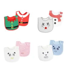 2 шт./лот; Детские Рождественские трехслойные водонепроницаемые Слюнявчики для новорожденных; хлопковые Слюнявчики с героями мультфильмов для мальчиков и девочек; милые детские слюнявчики