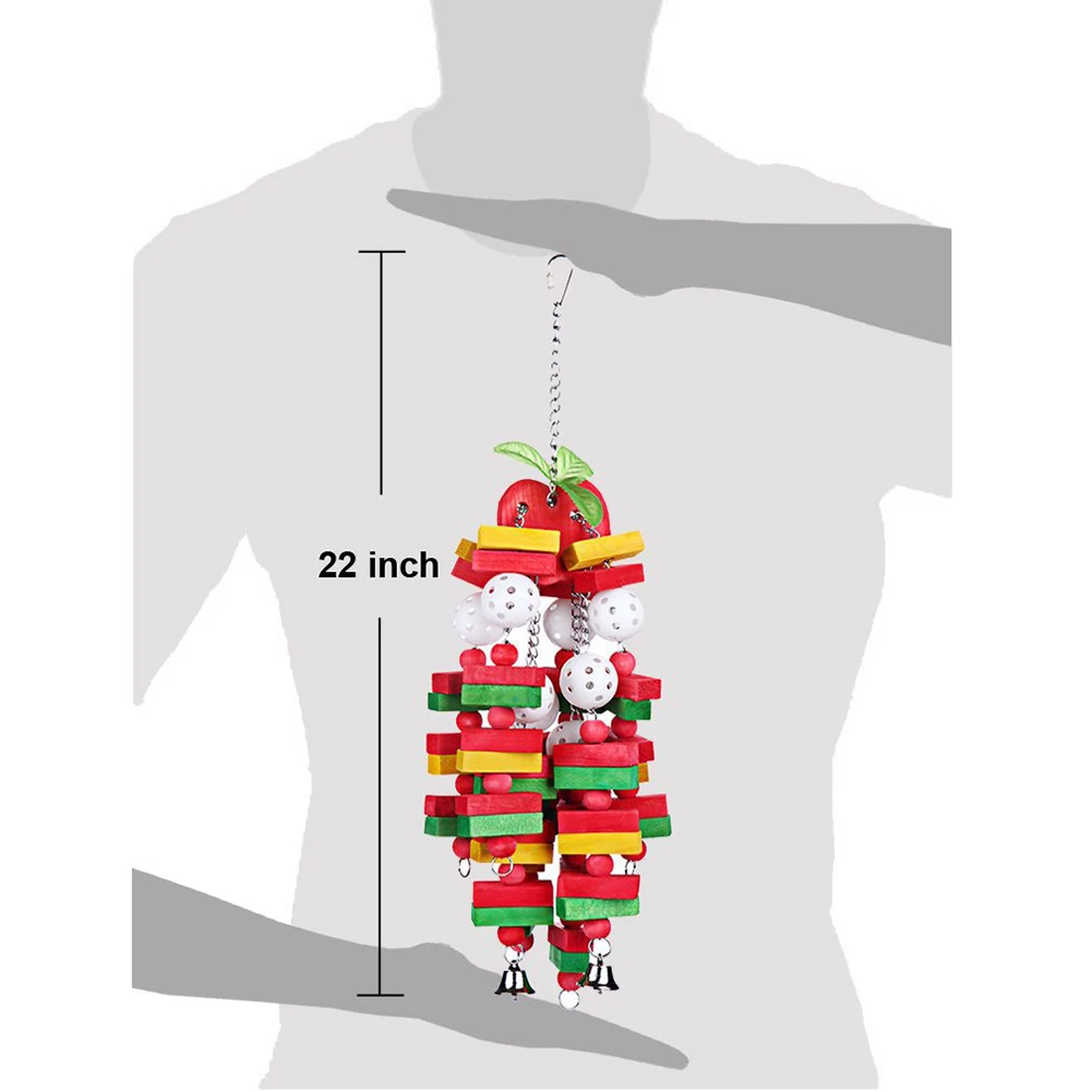 Banana Safe Multifunction Exercise Decoration Durable Balance Bird Toy Small Bell Parrot Supplies Wooden Hanging Ball Chew Bite