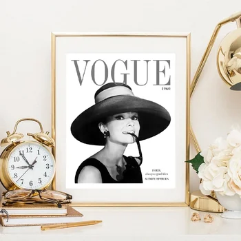 

Wall Painting Vogue 1960 Cover Audrey Hepburn Bubble Art Canvas Print and Poster Photography Fashion Pictures Living Room Decor