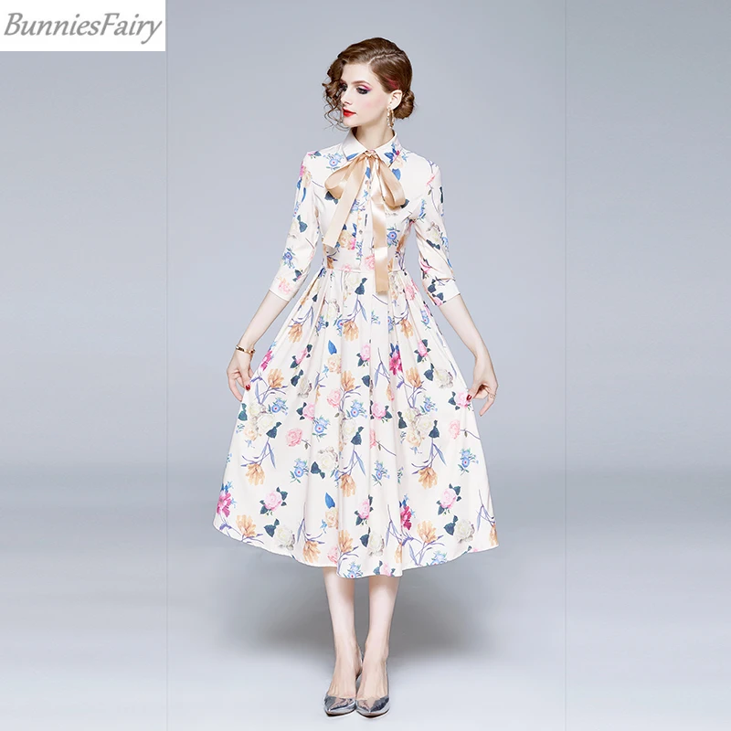 BunniesFairy 2019 весна осень Новое Женское Элегантное маленькое Цветочное платье