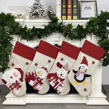 

Christmas Stockings Big Size Classic Christmas Stocking Santa Snowman Reindeer Penguin Pattern for Xmas Party Decoration FPing