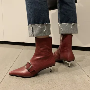 

Brand Vintage Ankle Boots Women Dress Boots Heel Botas Damen Chaussure Femme Zapatos Mujer Korean Boots Spanish Bottine