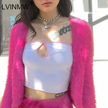 LVINMW сексуальный розовый двусторонний плюшевый Кардиган с длинным рукавом зимняя женская модная теплая куртка пальто женские уличные Топы