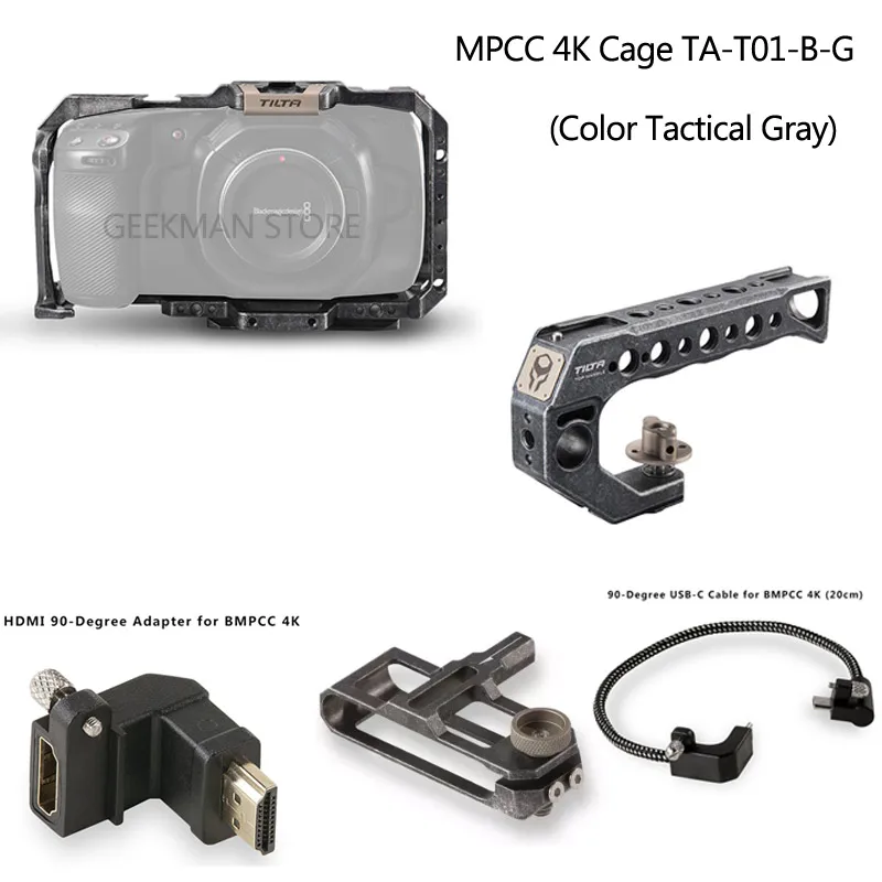 Tilta BMPCC 4K 6K Cage TA-T01-B-G для камеры с полным корпусом, держатель SSD накопителя, верхняя ручка для BMPCC 4K камеры, базовый комплект