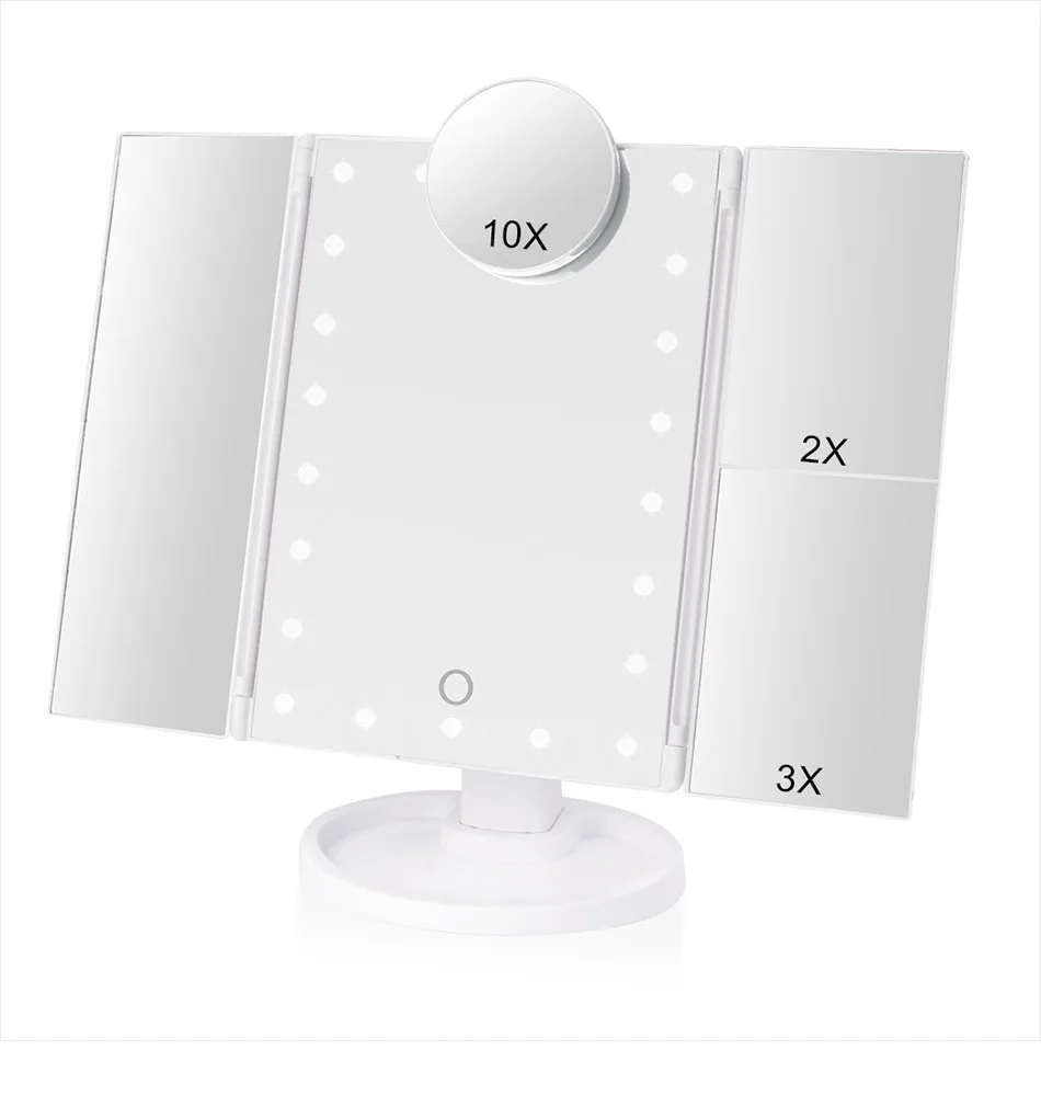 22 светодиодный светильник зеркало для макияжа 1X/2X/3X/10X гибкий сенсорный экран увеличительное косметическое зеркало светильник s регулируемый