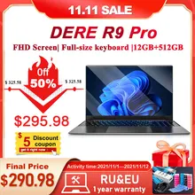 Dere – Pc Portable R9 Pro, écran de 15.6 pouces, Windows 10, 12 go de RAM, SSD de 512 go, processeur Intel Celeron N5095, Wi Fi double bande, 1920x1080 p