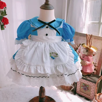 

2020summer New Custom VTG Baby Alice Short-Sleeved Princess Bubble Dress Pleated Dress Girl's Vintage Court Lolital Sweet Dress