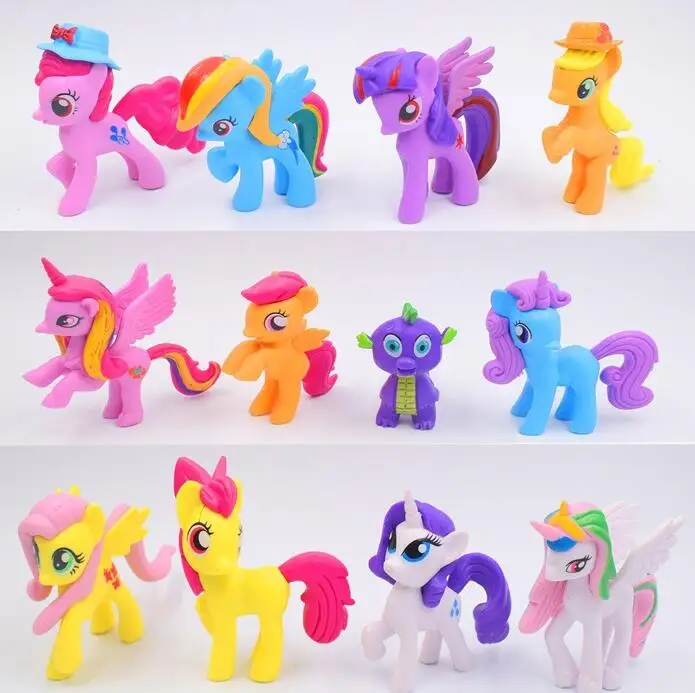 

12pc new Little horse toys Friendship Magic Pop Rainbows Unicorn Poni PVC Action Figures Colletion Model Dolls
