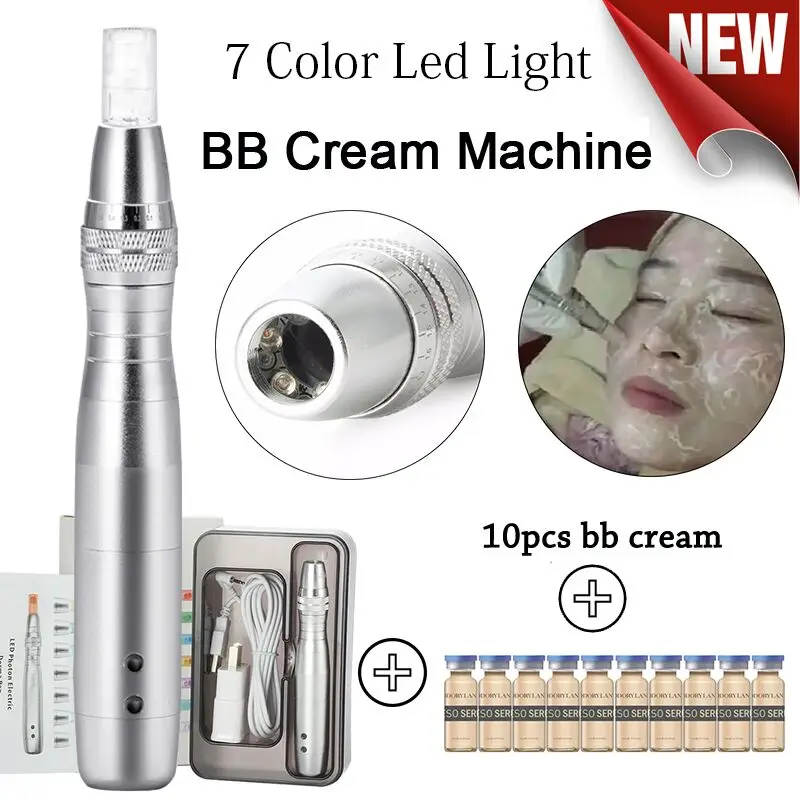 7 Color Lights LED Micro tiny needles BB cream Machine Skin tightening remove scar reduce wrinkles stretch microneedling device