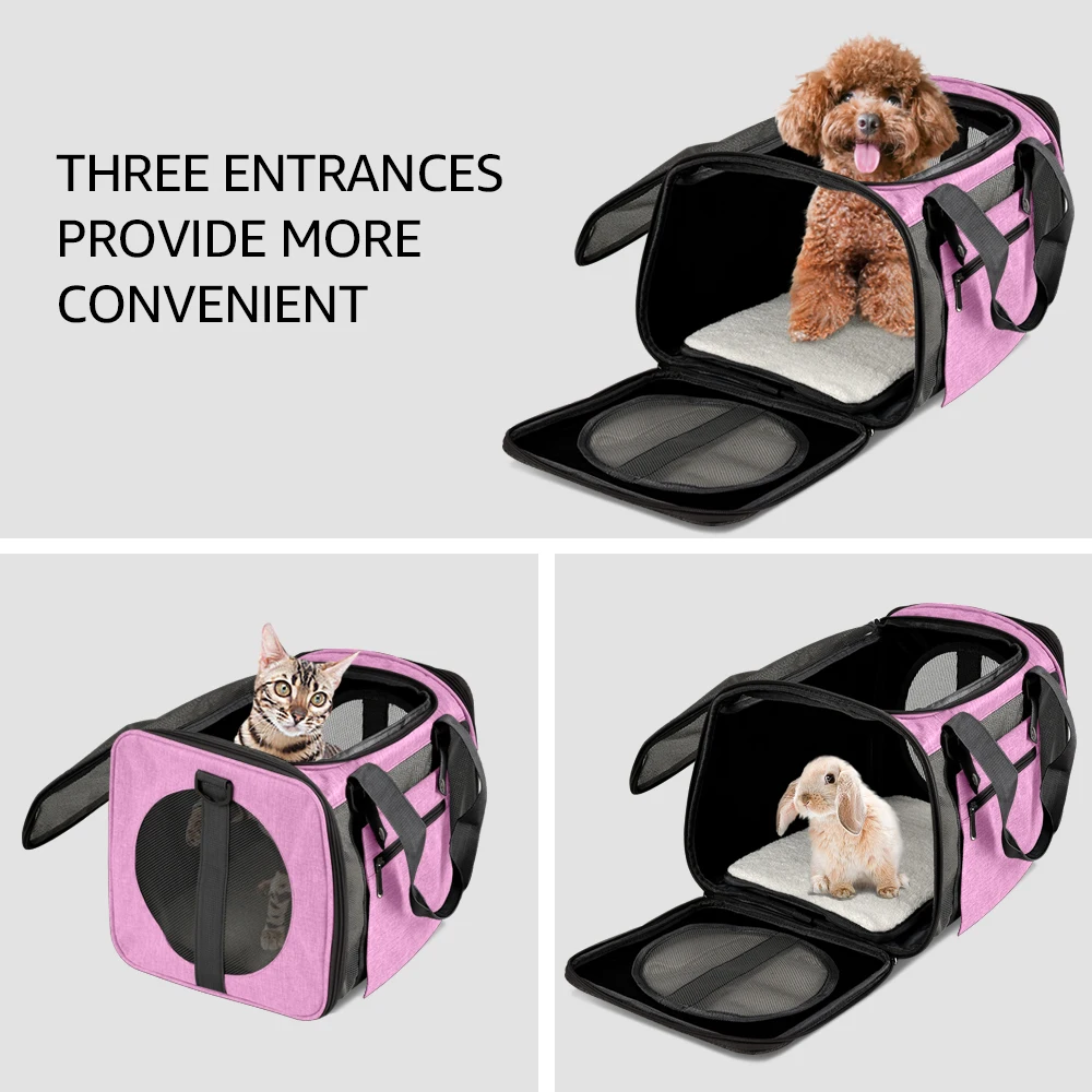 Pet Carrier Bag Soft Sided Dog Backpack With Mesh Window Airline Approved Handbag For Dogs