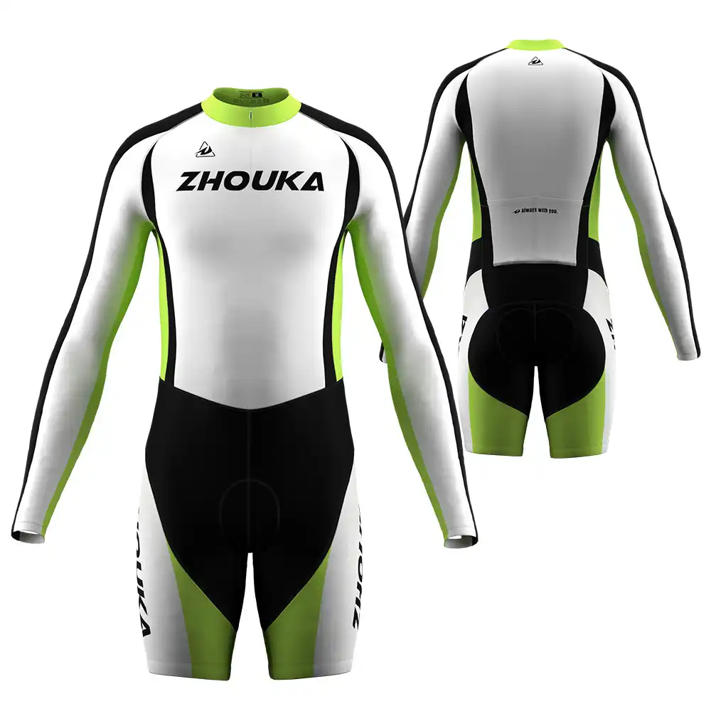 Zhoukaカスタムトライスーツサイクリングショートトップワンピース自転車長袖ジャージとパンツセットメンズ サイクリングセット Aliexpress