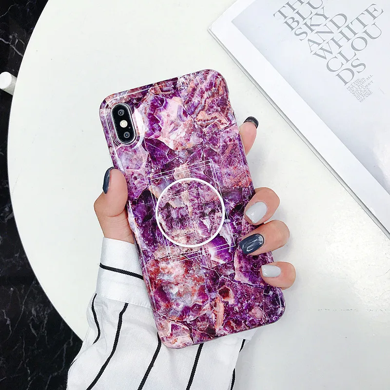 Для iPhone X XS XR XS MAX marble чехол для iPhone 7 8 6S 6 Plus Мягкий Силиконовый ТПУ с подставкой держатель для телефона задняя крышка бампера