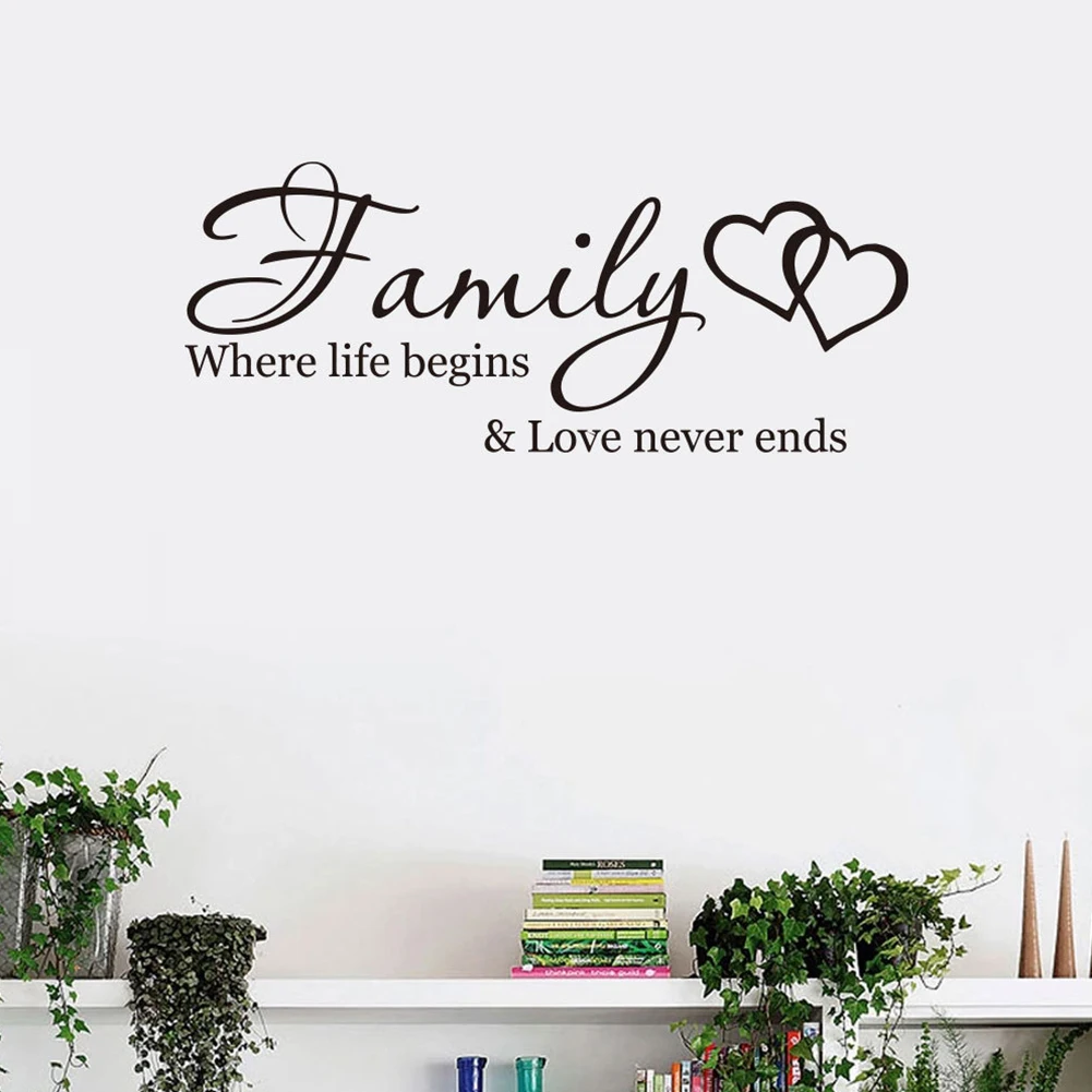 

Adhesive Mural Black Art Wall Sticker Easy Apply Family Letter Bedroom Decor Window Home Flat Modern DIY Removable Living Room