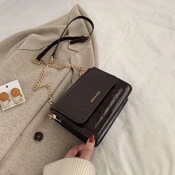 

Pu Leather Women Handbags Female Messenger Bags Ladies Shoulder Bags New Fashion Wild Ladies Patent Shiny Small Square Chain