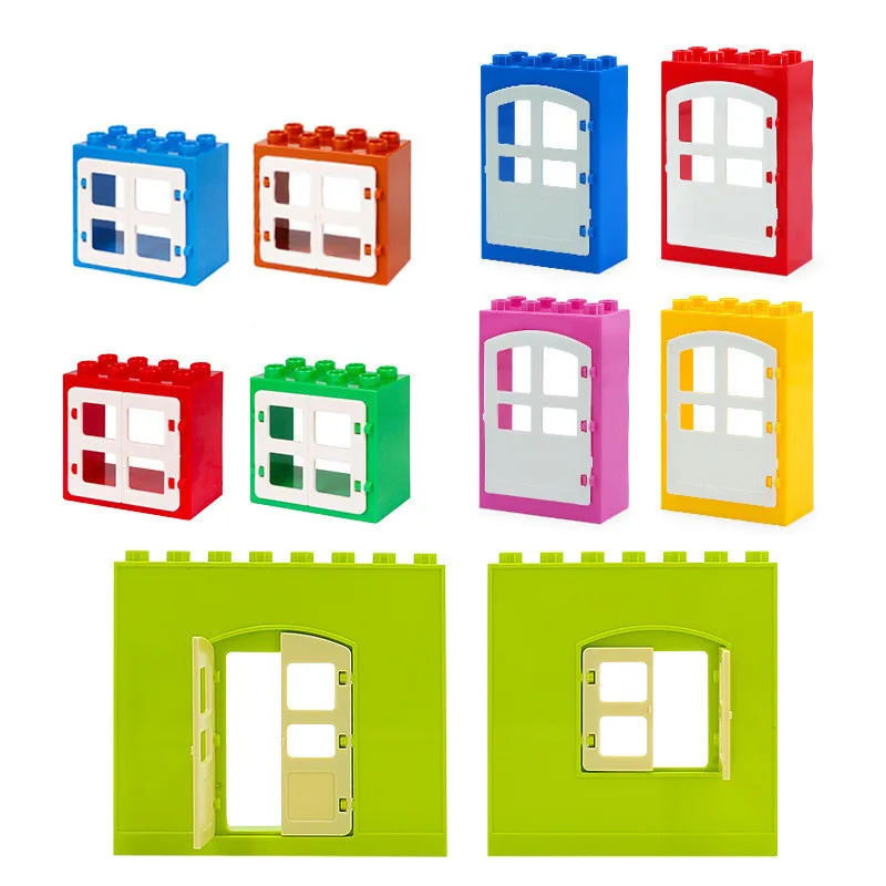 

Gifts Building Blocks Window Door Set Assemble Large House Basics Accessory Particles Bricks Kids toy House Compatible windows