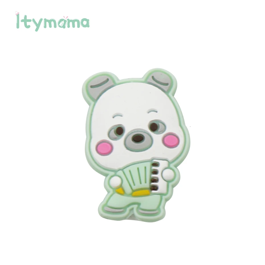 Itymama 5 шт./лот, Мультяшные силиконовые бусины, пищевой медведь, Детские бусины для прорезывания зубов, BPA бесплатно, сделай сам, мини детские силиконовые прорезыватели, аксессуары