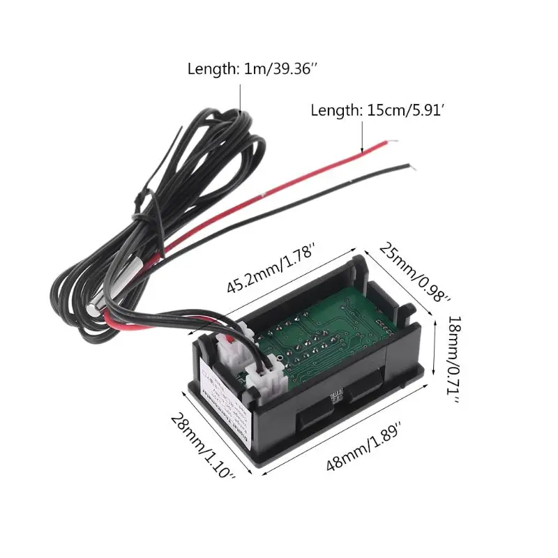 12V/24V LED Display Car Voltage & Water Temperature Gauge Voltmeter Thermomete DC 4~28V & -50°C~125°C 2 Sets Of Digital Tubes