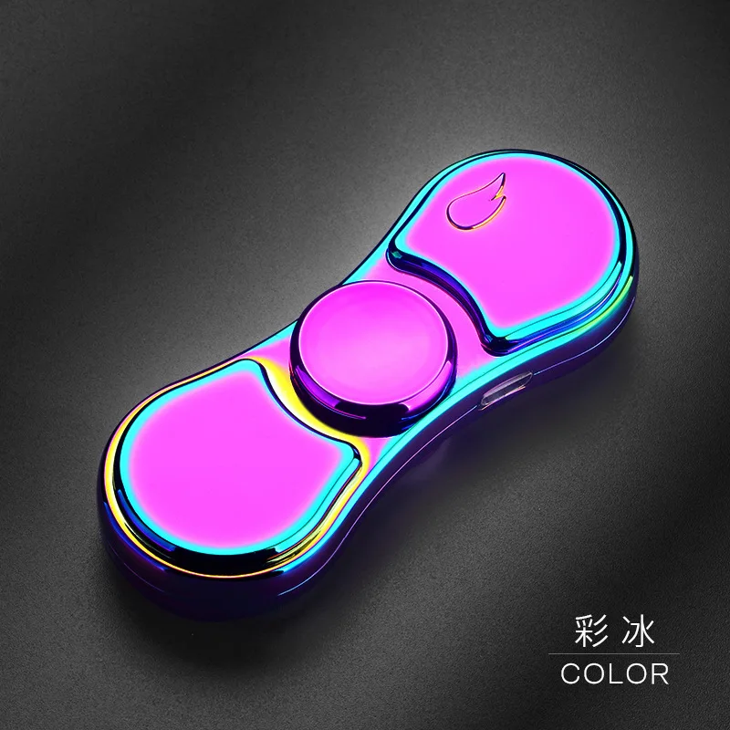 Светящаяся металлическая Спиннер ручной Спиннер Топ Спиннеры от стресса USB ветрозащитная зарядка зажигалки пальчиковые Гироскопы игрушки для взрослых E