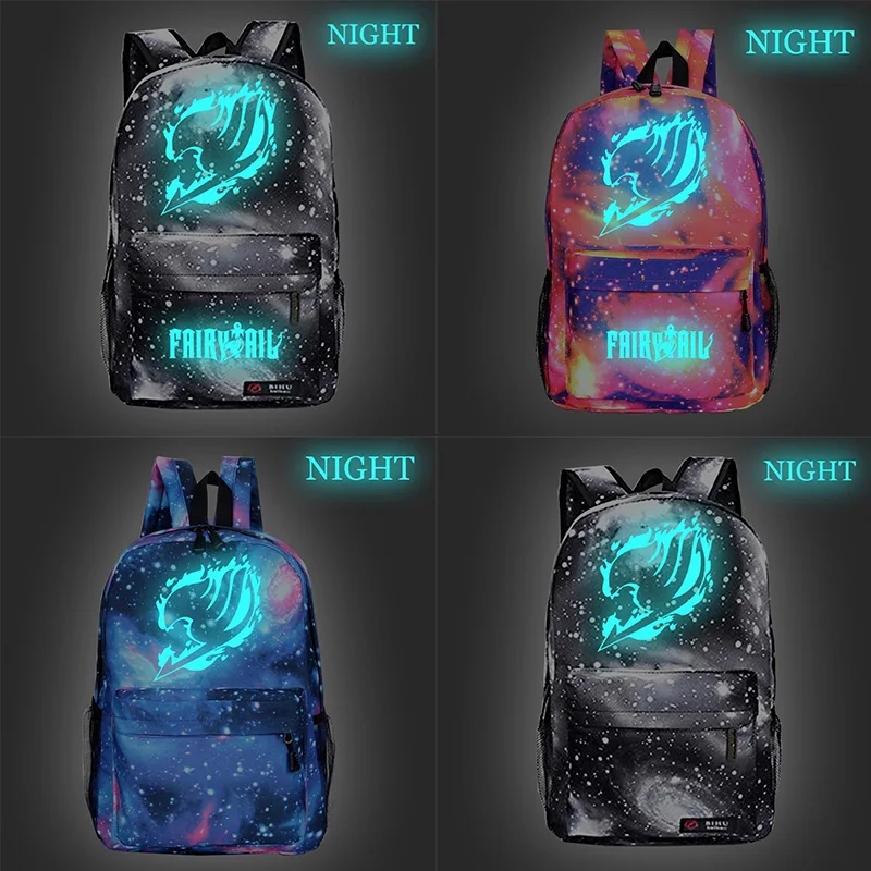 

Fairy Tail Luminous Simple and Practical Backpack Fairy Tail School Bags Fashion Students Boys Girls Rucksack Travel Bag