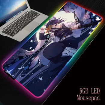 

Mairuige Anime Demon Slayer Kimetsu No Yaiba RGB LED Large Mouse Pad USB Wired Lighting Gaming Mousepad Keyboard Colorful Mat