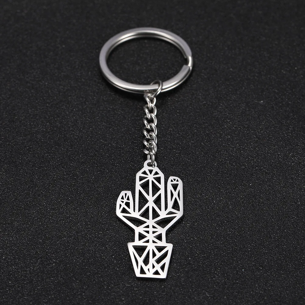 Teamer Cactus Pendant Key Chains Stainless Steel Waist Hanging Plant Charms Keyrings Ring Holder Gift for Men Women | Украшения и