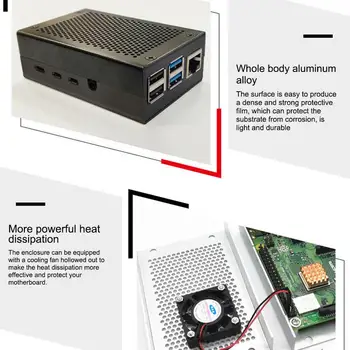 

Raspberry Pi 4 Aluminum Case Black Shell Silver Box Metal Enclosure For RPI 4 Model B R20