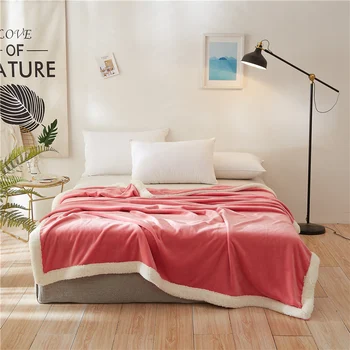 

Pink blankets Pure color quilts twin full queen king blankets soft Throw Flannel blankets on Bed/car/sofa rugs solid blankets