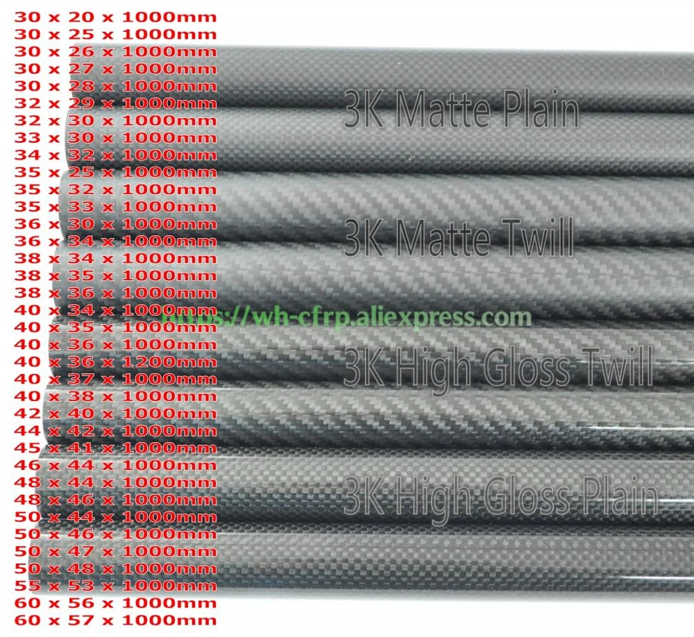 3k Carbon Fiber Tube X 1000mm Od 30mm 32mm 33mm 34mm 35mm 36mm 38mm