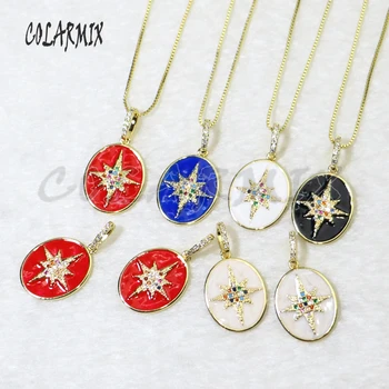 

10 strands oval pendants with cross pendants necklace Enamel necklace mix colors charm beads necklace accessories for women 5919