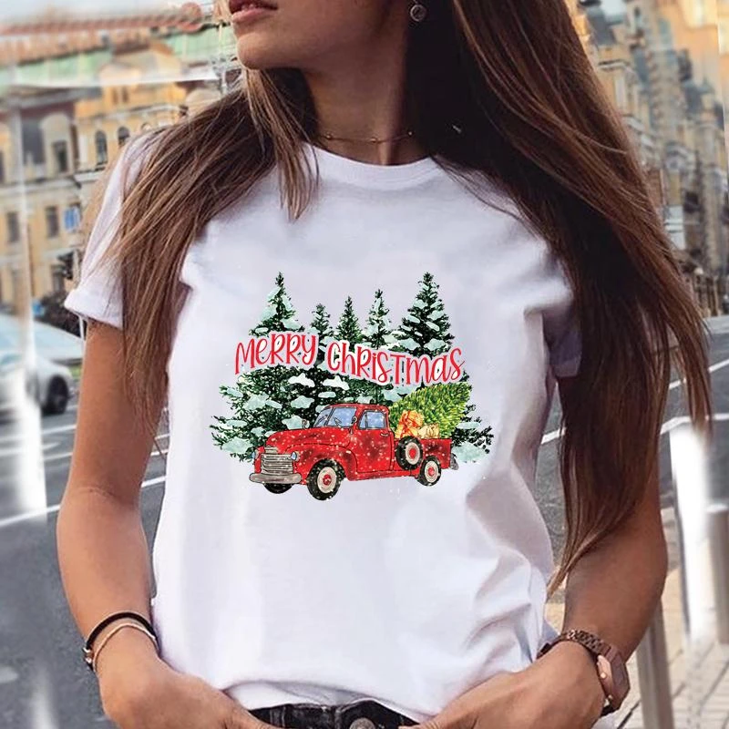 Camiseta con de Navidad mujer, ropa de moda para Año Nuevo, temporada de invierno, vacaciones, gráfica|Camisetas| - AliExpress