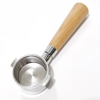

51MM Bottomless Portafilter Two ears Professional Espresso Coffee Machine Wood Handle Stainless Steel filter Basket Included