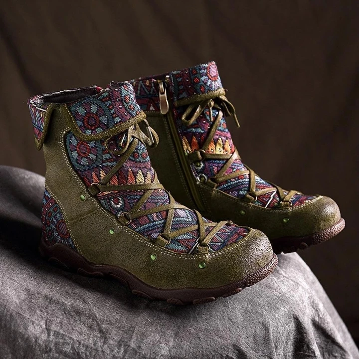 Женские ботинки; Новые ботильоны; женские кожаные ботинки в богемном стиле; женская обувь; осенне-зимние ботинки на шнуровке; Botas Mujer; большой размер 43
