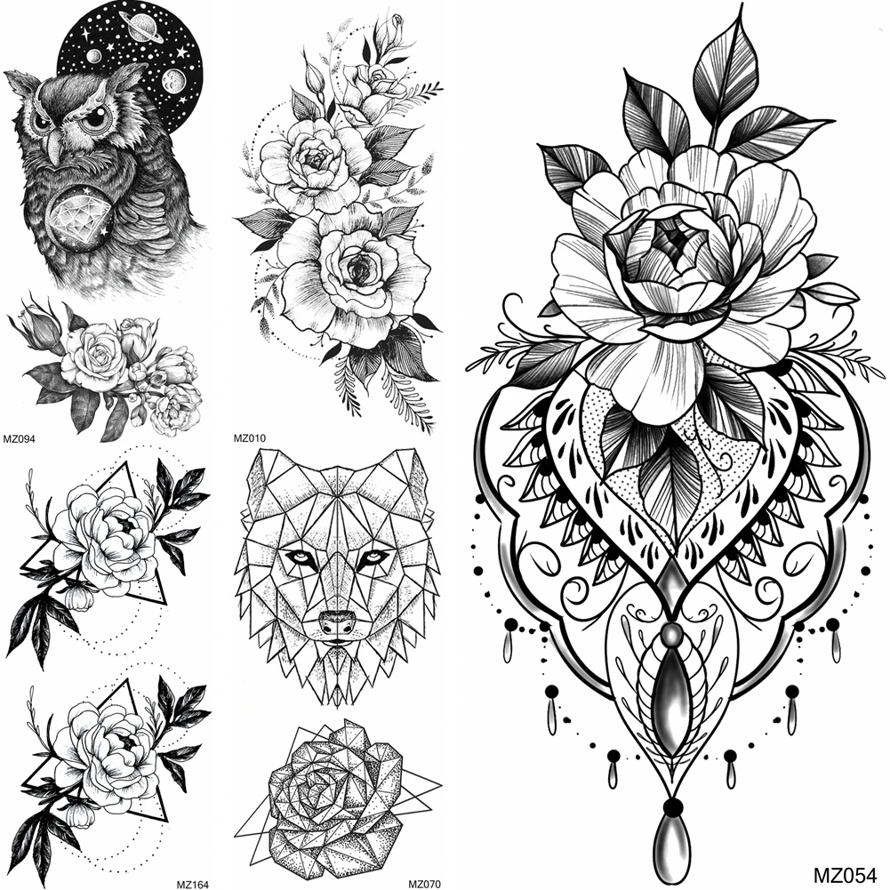 Lace Flower Rose Temporary Tattoos Waterproof Fake Jewelry Pendant Body Art  Arm Sketch Tattoo Stickers Arm Leaf Tatoo Adults - Temporary Tattoos -  AliExpress