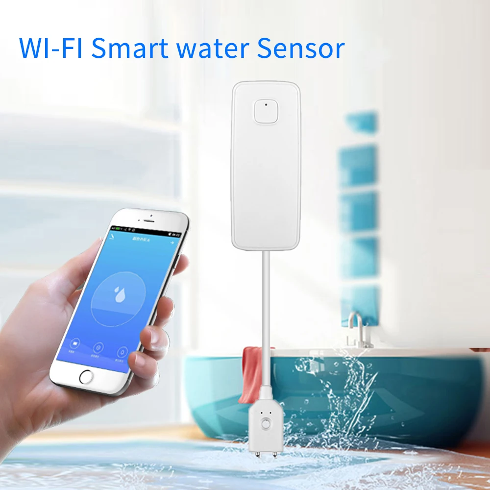 Умный wifi датчик утечки воды детектор независимый датчик утечки воды охранная сигнализация мобильное приложение дистанционное управление белый