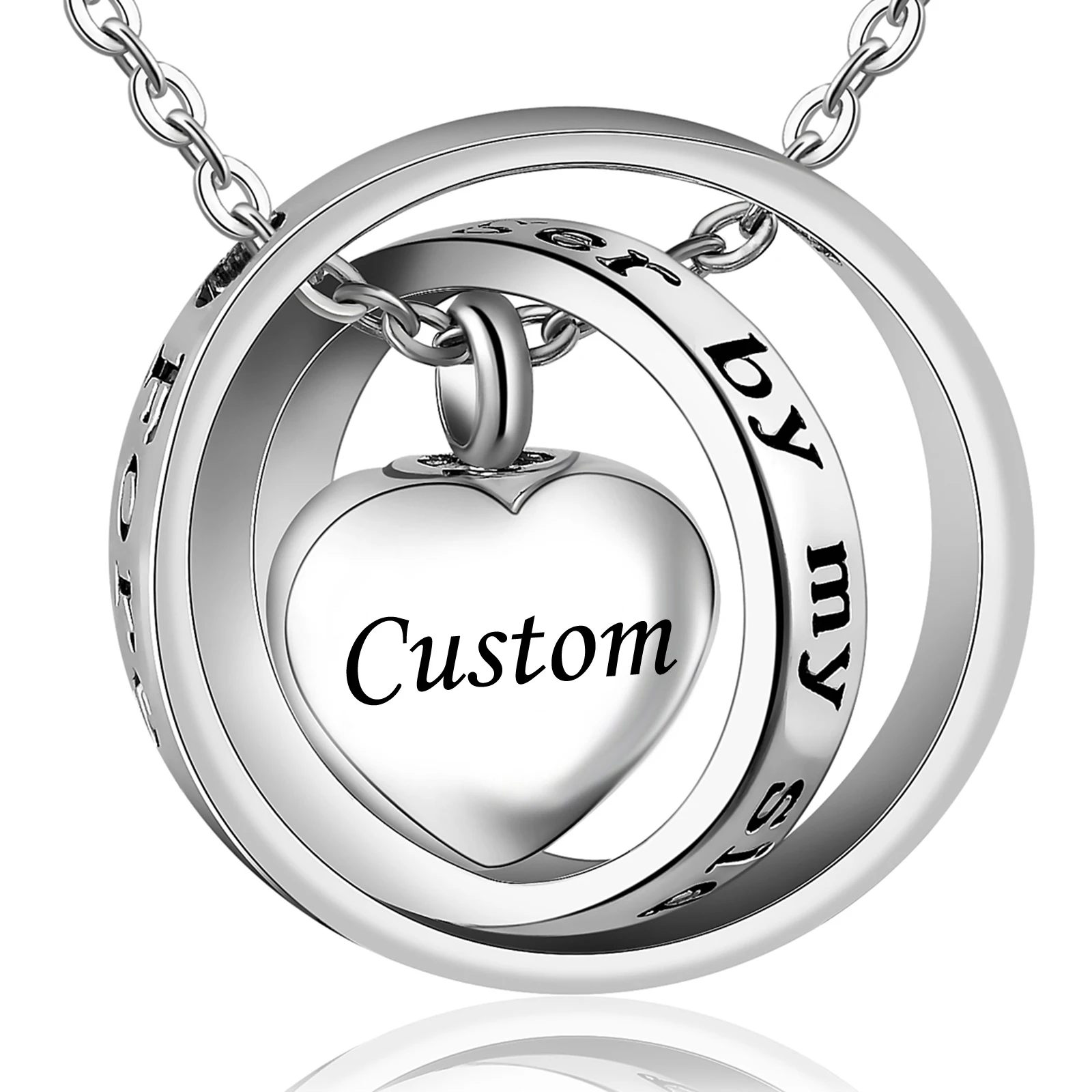 No Longer By My Side,Forever In My Heart Cremation Jewelry Stainless Steel Heart Urn Necklace Ashes For Human/Pet 3